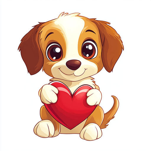 Valentine's Day Clip Art of Puppy Holding Heart