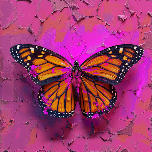 Monarch butterfly on bright magenta background