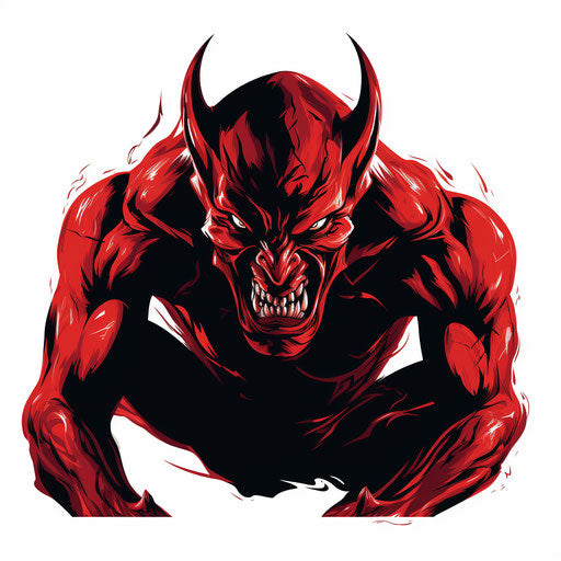 Devil illustration in the Chiaroscuro Art style, on white background
