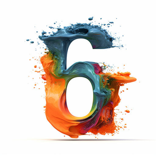 Number 6 as Oil painting on white background