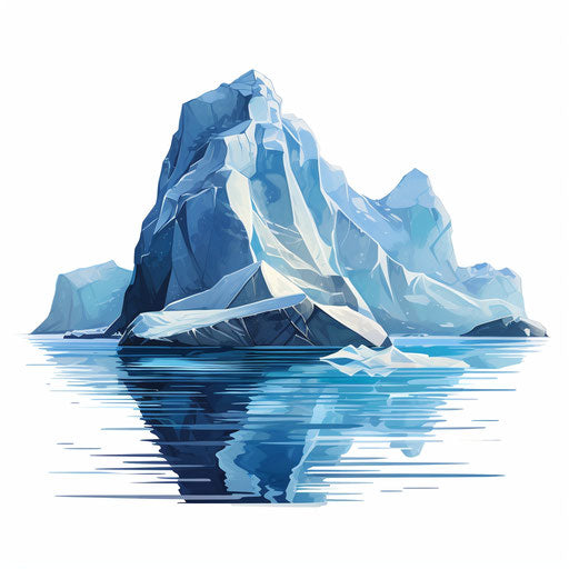 Iceberg clipart in the style of oil painting, on a white background
