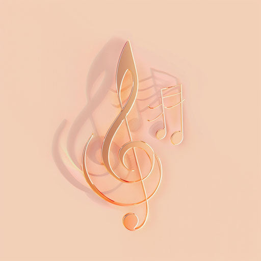 Realistic musical notes clipart on pastel peach background