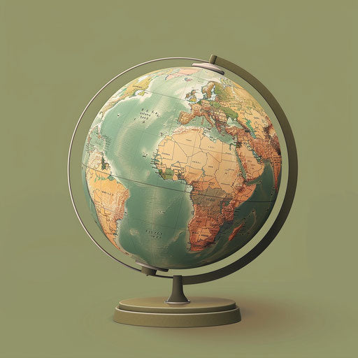 Realistic globe clipart with muted olive background