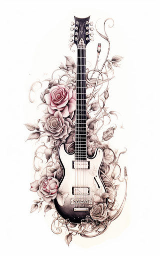 Ink drawing of an electric guitar