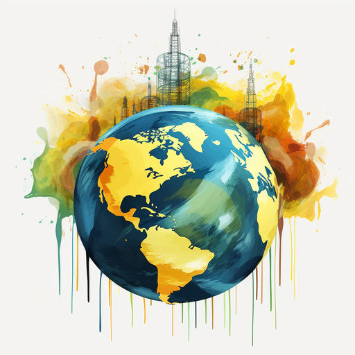World clipart in the style of Oil painting, on a white background