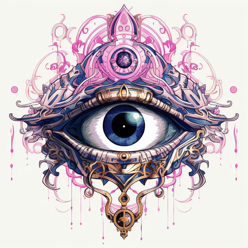 Divine eye design, light gray and dark blue style