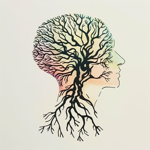 Silhouette of root with calming pastel colors