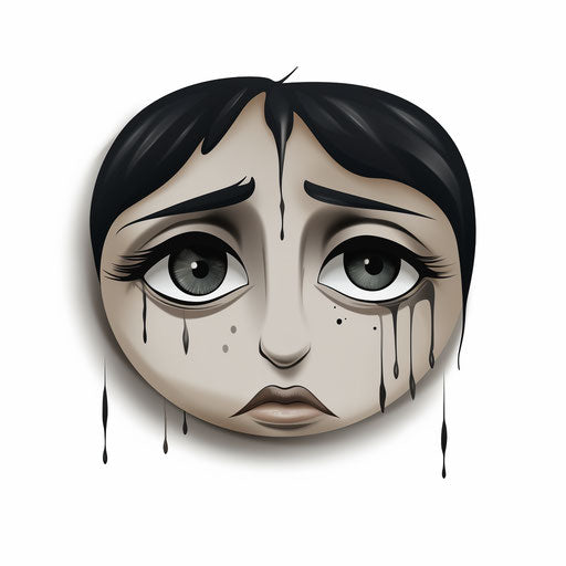 Sad face in the style of Chiaroscuro Art, on white background