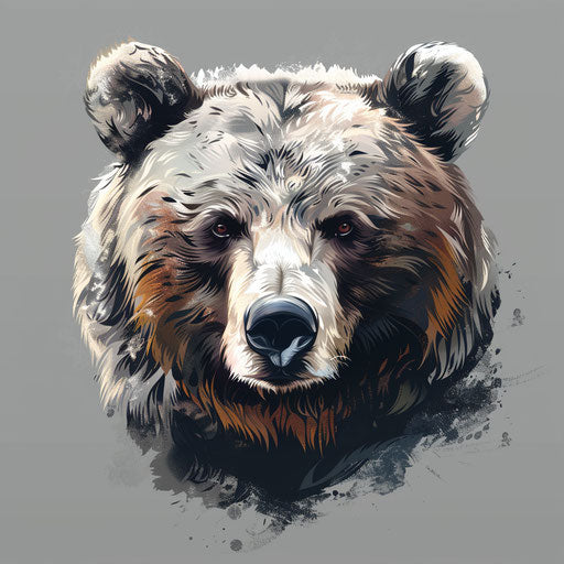 Bear face clipart with flat background and realistic textures