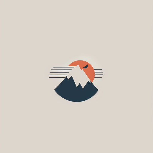 Minimalist logo with abstract mountain design on light grey background