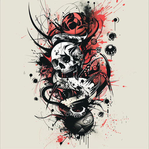 Flat sports tattoo sketch with athletic symbols