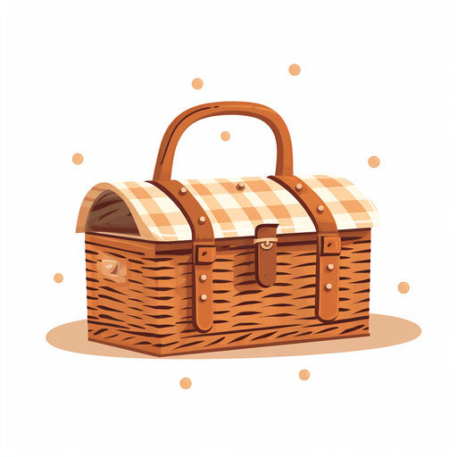 Minimalist style picnic basket clipart
