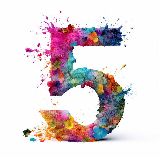 Number 5 Clipart in the style of Impressionistic Art