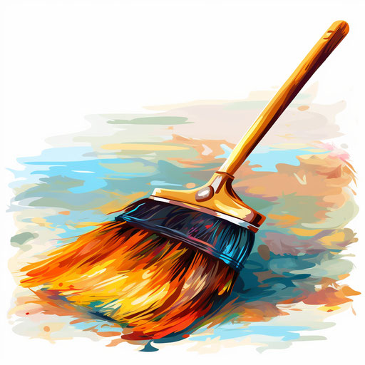 Mop clipart in the style of Impressionistic Art, on a white background