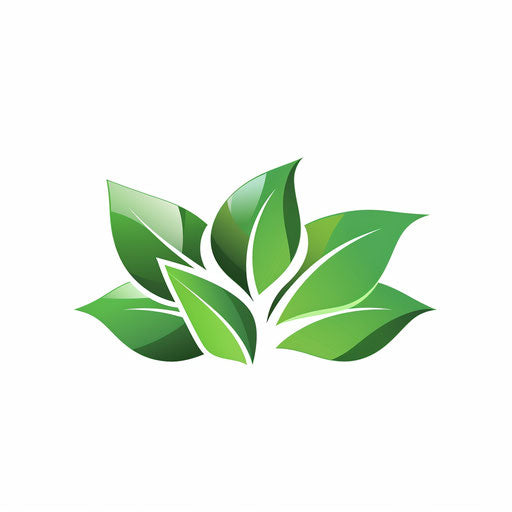 Brand logo with green leaf motifs and eco-friendly colors, on a clean white background