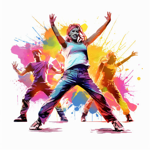 Zumba clipart in the style of oil painting, on a white background