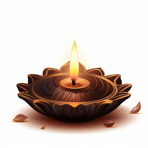 Diya in Chiaroscuro Art on white background