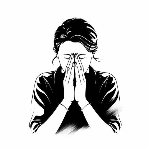 Praying hands illustration in Minimalist style