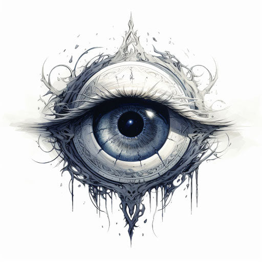 Eye with two shadows, classic tattoo style