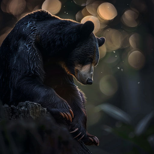 Sun bear under the moon
