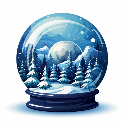 Snow globe illustration in the style of Chiaroscuro Art
