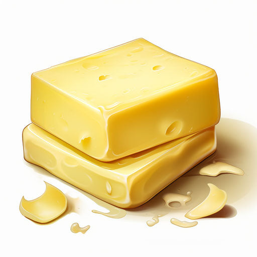 Illustration of Butter in Chiaroscuro Art Style, on White Background