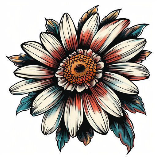 Vintage tattoo sketch of a daisy in clipart style