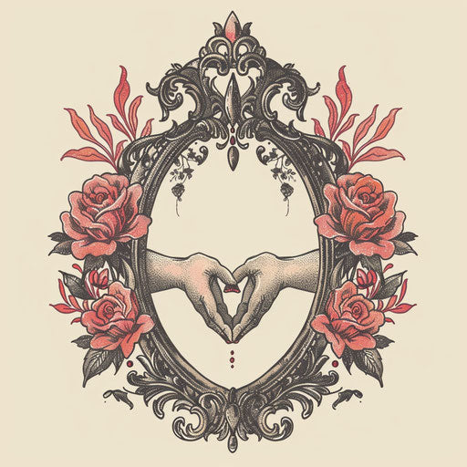 Heartwarming tattoo sketch of two holding hands in a mirror