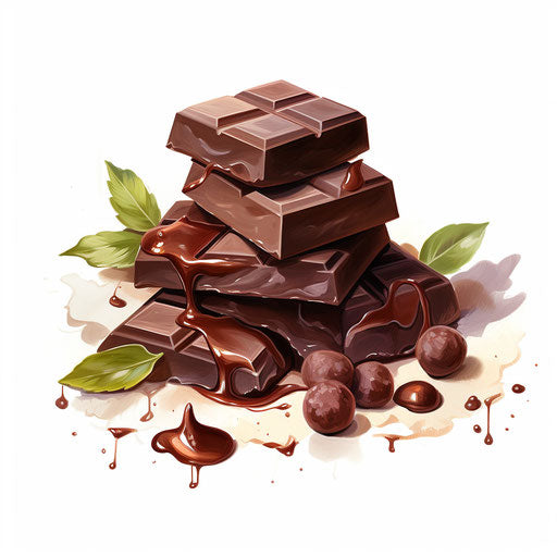 Chocolate clipart in the style of Oil painting, on a white background