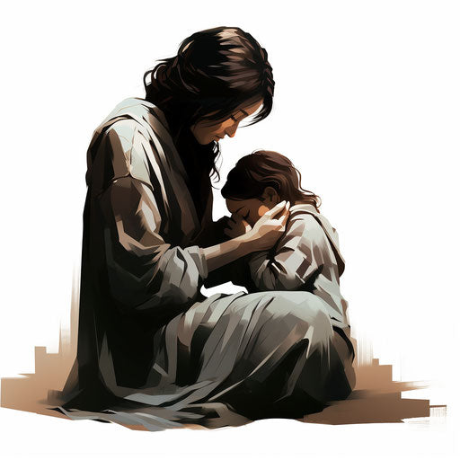 Caring clipart in the style of Chiaroscuro Art, on a white background