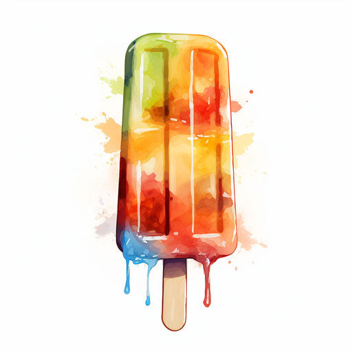 Popsicle clipart in the style of Oil painting, on a white background