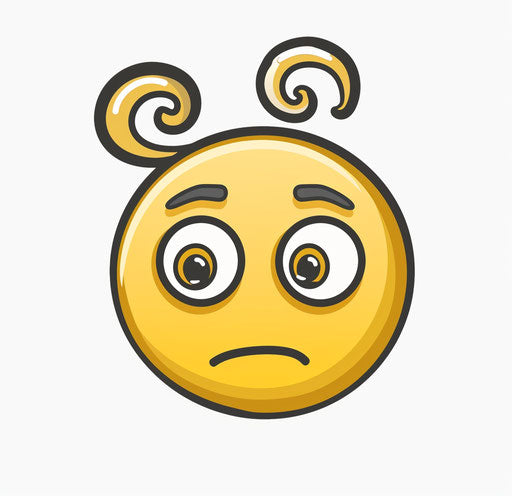Yellow emoji icon with brown spirals representing despair