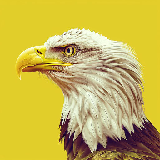 Realistic eagle artwork on bright chartreuse background