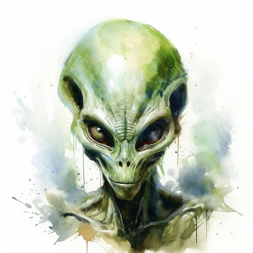 Alien clipart in the style of Oil painting