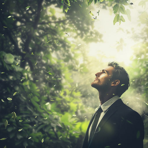 Inspired businessman amidst nature