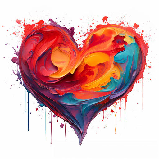 Heart clipart png in the style of Oil painting on white background