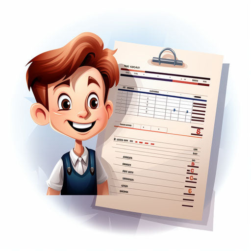 Report card illustration in the style of Chiaroscuro Art, on white background