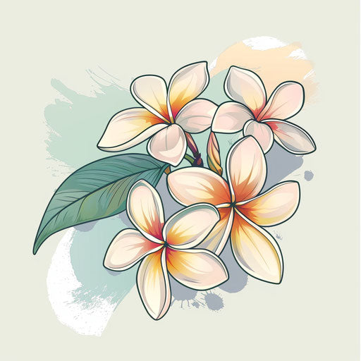 Minimalist flat tattoo sketch of plumeria flowers