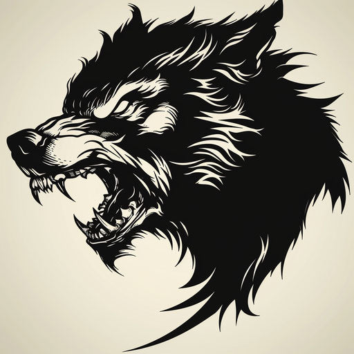 Bold sketch of a snarling werewolf in flat clipart style