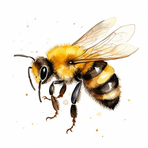 Cute bee in Watercolor Art style on white background