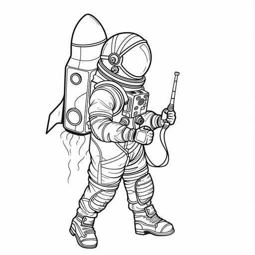 Astronaut with rocket