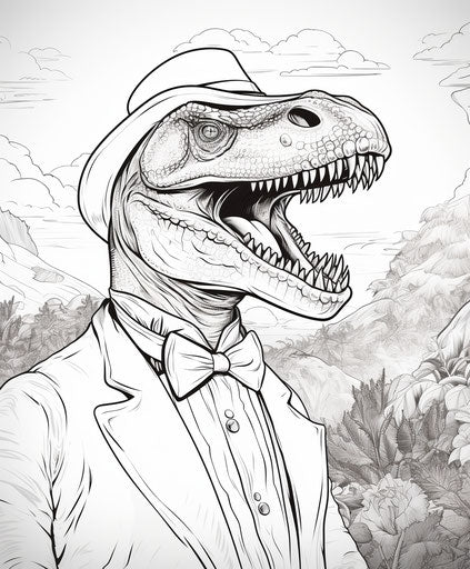 Jurassic park character coloring pages with a T Rex