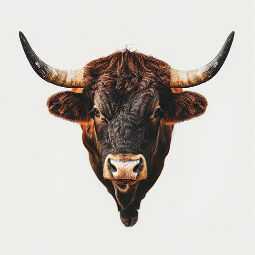 Realistic bull clipart on flat white background with modern design