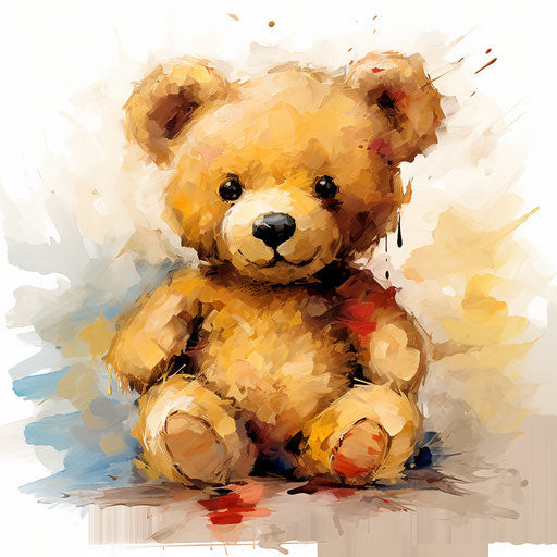 Teddy clipart in the style of Oil painting, on a white background