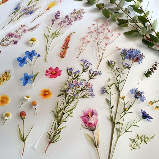 Wildflower tattoos on white table