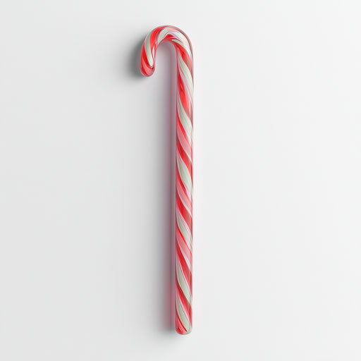 3D candy cane on flat white background, isolated clipart