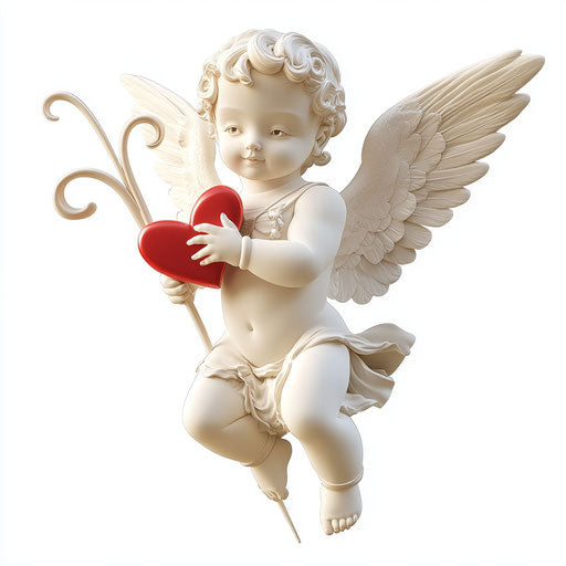 3D Cupid Decorations on flat white background, isolated clipart