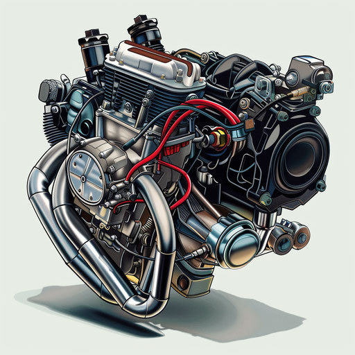 Motor clipart in photo realistic style on flat white background