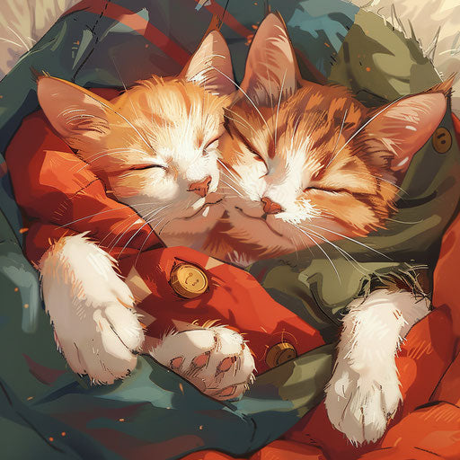 Two cats in red and amber colors in someone's arms