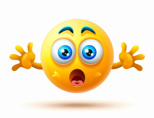 Yellow surprised face with big blue eyes